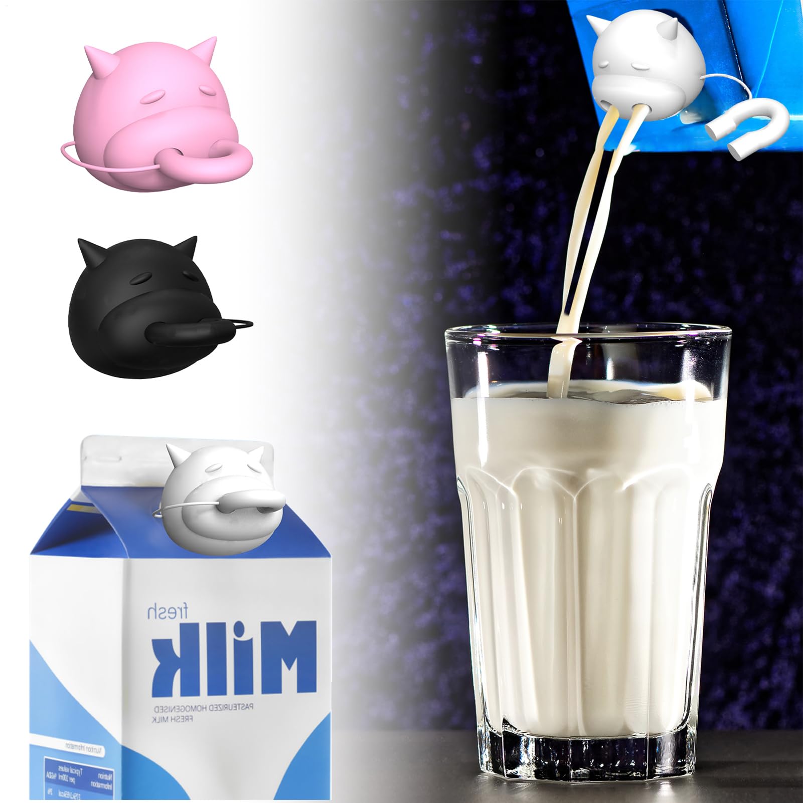Amazon｜牛乳瓶キャップ、牛型牛乳パックキャップ、ミルクボトル